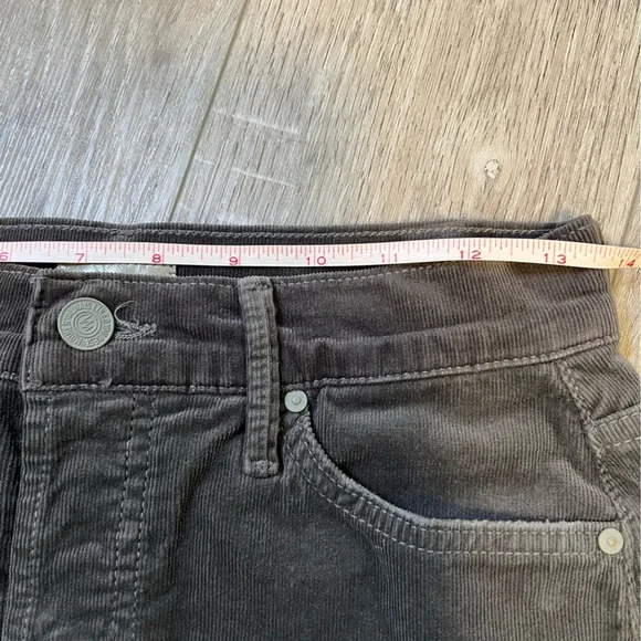 MOTHER Gray Corduroy Midi Skirt Frayed Raw Hem Size 24 - Picture 7 of 13